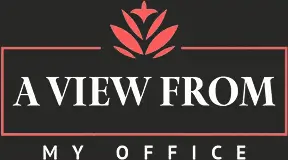 Logo with a stylized red lotus and text 'View From' on a black background.