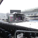 Empty stadium concert stage setup