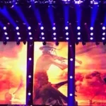 Concert stage with vibrant lighting display