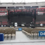 Large stage setup for music event