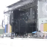 Empty outdoor concert stage preparation