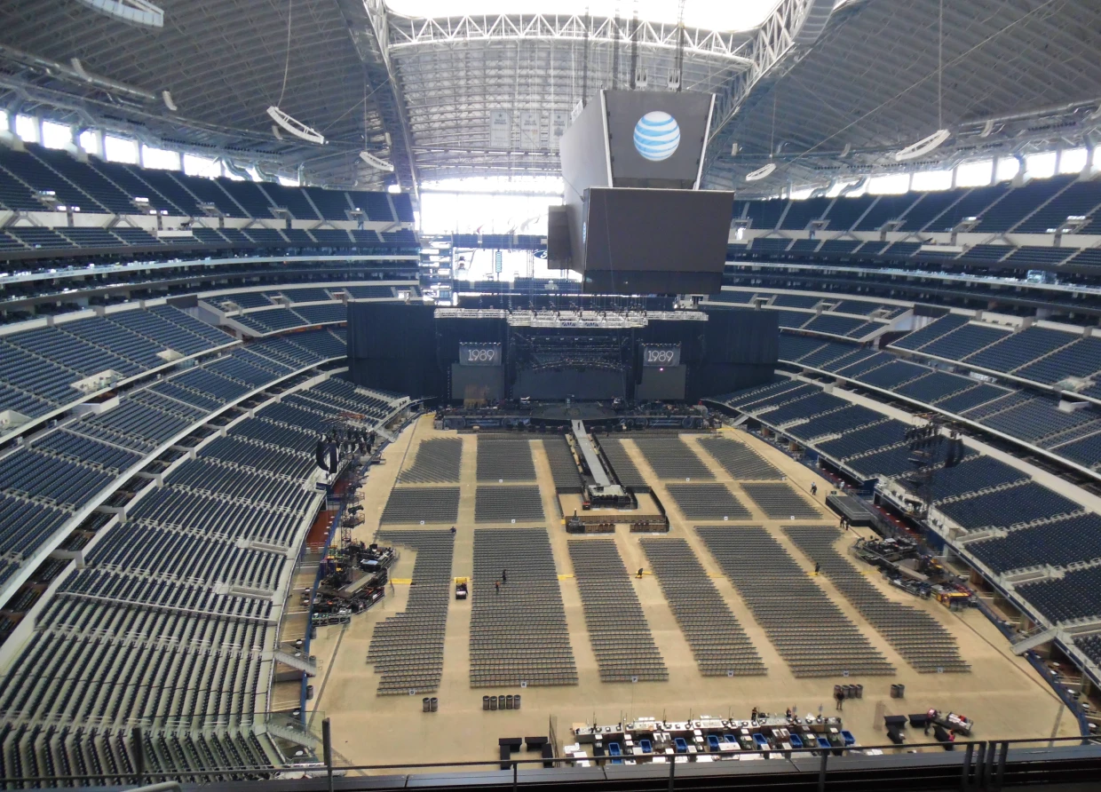 Empty stadium with stage setup