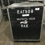 Black wooden crate labeled 'Ratdog Grateful Dead Bar'.
